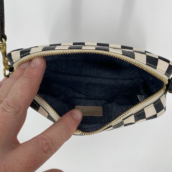 Clare V. Midi Sac Bag Checkered Crossbody Bag Purse Small Black and White - Picture 9 of 12